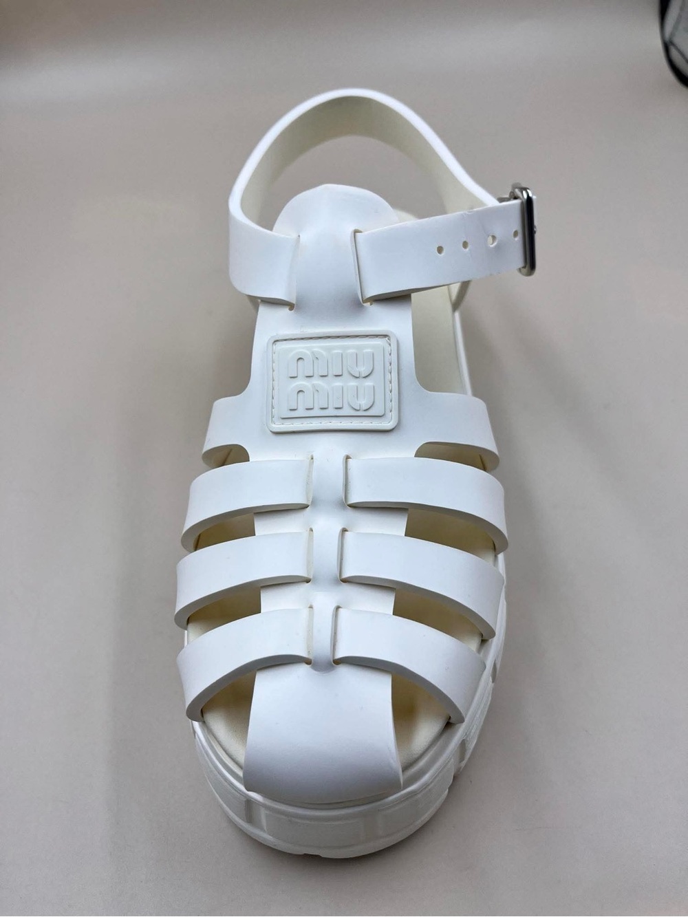 Miumiu Chunky White Jelly Sandals with Buckle Strap - Picture 8 of 16